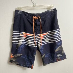 Quiksilver Men's Navy and Orange Swim Shorts